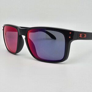 Oakley OO9102-36 Holbrook Matte Black Frame +Red Iridium Lens Sunglasses 57mm